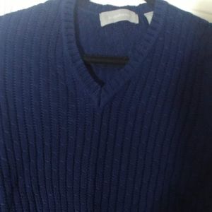 Liz Claiborne Navy Blue Cable Knit V Neck